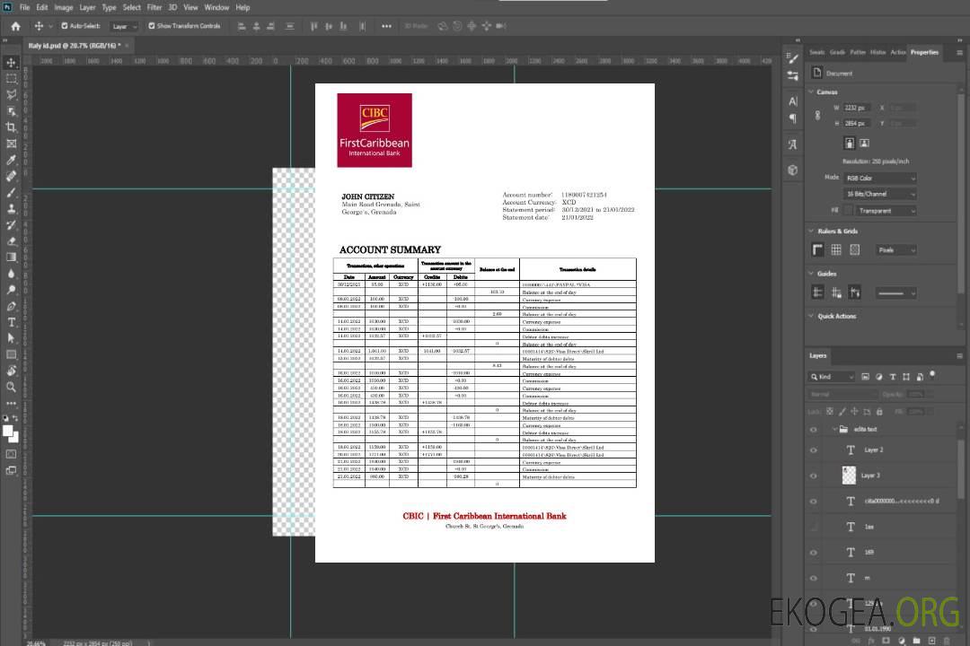 Relevé bancaire CBIC de Grenade template Relevé bancaire CBIC de Grenade template